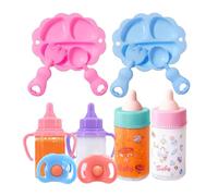 Baby Doll Feeding Set - Baby Care 6 Piece Doll Feeding Set | ĐOĺl Feeḋing Sët With Two Magic Milk Bottles, , Plate, Fork & Spoon | ĐOĺl Table Ware Accessories For Boys Girls