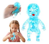 Baby Doll Glitter Squishy Fidget Toy, Slow Rising Malt Sugar Squishy | Blue Translucent TPR Squeeze Sensory Toy, Portable Pocket Anxiety Relief Toy, Ideal Gift for Office Travel Birthday Party