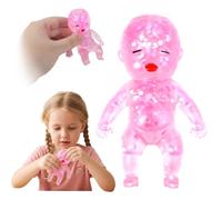 Baby Doll Glitter Squishy Fidget Toy, Slow Rising Malt Sugar Squishy | Pink Translucent TPR Squeeze Sensory Toy, Portable Pocket Anxiety Relief Toy, Ideal Gift for Office Travel Birthday Party