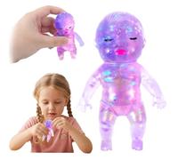 Baby Doll Glitter Squishy Fidget Toy, Slow Rising Malt Sugar Squishy | Purple Translucent TPR Squeeze Sensory Toy, Portable Pocket Anxiety Relief, Ideal Gift for Office Travel Birthday Party
