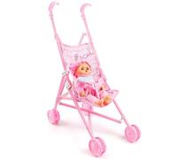 Baby Doll Pram, Baby Doll With Stroller 2Pcs Set Foldable Realistic Pram Soft Skin-Friendly Dolls Pushchair Heavy-Duty Stroller Toy For Role-Play Interactive Play Pretend