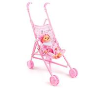 Baby Doll with Stroller 2Pcs Set Foldable Realistic Baby Doll Pram Soft Skin-Friendly Dolls Pushchair Heavy-Duty Stroller Toy for Role-Play Interactive Play Pretend