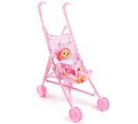 Baby Doll with Stroller 2Pcs Set Foldable Realistic Baby Doll Pram Soft Skin-Friendly Dolls Pushchair Heavy-Duty Stroller Toy for Role-Play Interactive Play Pretend