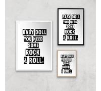 Baby Doll You Need Some Rock & Roll Giclee Art Print - A3 - Wooden Frame