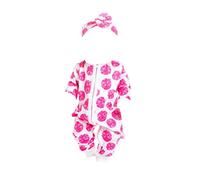 Baby Doll Zipper Clothes Rose Red Dot Pattern Baby Doll Long Sleeves Outfits Jumpsuits with Headbands Multi Function Accessory Kids Early Education Toys Headbands