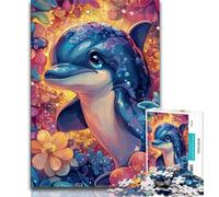 Baby Dolphin 1000 Piece Jigsaw Puzzles for Adults,Challenging Family Activity Games DIY Toy for Home Wall Decor Gifts (38x26cm)
