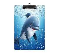 Baby Dolphin Clipboard Colorful Sturdy Acrylic Clipboard Decorative Clip Board with Metal Clip Cute Plastic Clipboards A4 for Nurses Office（Standard Size 8.5" X 12.5"）