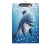 Baby Dolphin Clipboard Colorful Sturdy Acrylic Clipboard Decorative Clip Board with Metal Clip Cute Plastic Clipboards A4 for Nurses Office（Standard Size 8.5" X 12.5"）