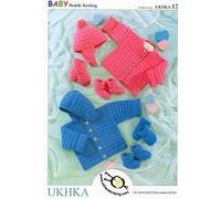 Baby Double Knitting Pattern - UKHKA 12 Cardigan & Accessories by UK Hand Knitting Association