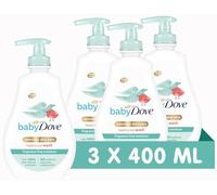 Baby Dove Fragrance-Free Moisture Head to Toe Wash, 400 ml, 3-Pack | Tear-free formula, gentle cleansing for hair and body, suitable for newborns and sensitive skin