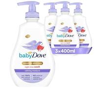 Baby Dove Hypoallergenic Calming Moisture Night Time Wash, 400ml, 3-Pack | Gentle chamomile formula, suitable for sensitive skin, soothing cleanse for the bedtime routine