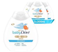 Baby Dove Hypoallergenic Rich Moisture Baby Lotion, 200 ml, 3-Pack | Soothing and nourishing moisturiser, delicate scent, for newborns and dry sensitive skin
