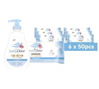 Baby Dove Rich Moisture Baby Wash and Wipes Bundle : Tear-Free Head to Toe Wash (400ml) 6x Baby Dove Rich Moisture Wipes for Soft Skin & Hair