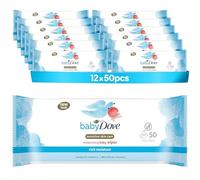 Baby Dove Rich Moisture Moisturising Baby Wipes, 12-Pack | Soft cleansing wipes, moisturising care, suitable for newborns and infants, resealable packs