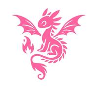 Baby Dragon Silhouette in The Sky Lettering Decals 67.2x69cm Art Mural Painting Pink