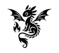 Baby Dragon Silhouette in The Sky Mural and Wall Vinyl Decal 67.2x69cm Tattoo Culture Black