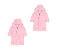 Baby Dressing Gown 2 Pack | Kids Robe | Polyester, Hooded Baby Robe 0-6M to 3-4Y | Soft, Thick and Cosy Dressing Gown | Gift for Bath Time, Travel, and Cold Mornings | Pink 6-12 Months
