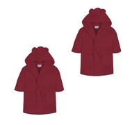 Baby Dressing Gown 2 Pack | Kids Robe | Polyester, Hooded Baby Robe 0-6M to 3-4Y | Soft, Thick and Cosy Dressing Gown | Gift for Bath Time, Travel, and Cold Mornings | Red 0-6 Months