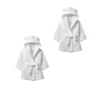 Baby Dressing Gown 2 Pack | Kids Towelling Robe | Polyester, Hooded Baby Robe 0-3M to 3-4Y | Soft, Thick and Cosy Dressing Gown | Gift for Bath Time, Travel, and Cold Mornings | White 18-24 Months