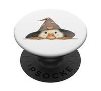 Baby Duck Witch Hat Peeking Halloween Design PopSockets Adhesive PopGrip