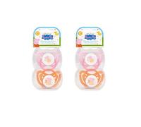 Baby Dummy, 3M+ Silicone Soothers with Sterilising Case, My First Peppa Pig 4 Pairs of Soothers, BPA Free Dummies for Babies Pink Orange Colourway Pacifier