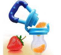 Baby Dummy Pacifier Fresh Food/Fruit Feeder Feeding Nipple Weaning Teething Nipple Teat Pacifier Teether Soother (M, Blue)