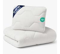 Baby Duvet and Pillow Set Children's Blanket Toddler Bed Microfibre | white 80x80 cm for cot crib nursery hollow fibre filling light breathable warm soft all seasons plain