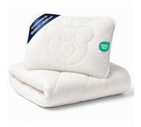 Baby Duvet and Pillow Set Children's Blanket Toddler Bed Microfibre | white 90x120 cm for cot crib nursery hollow fibre filling light breathable warm soft all seasons bear