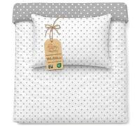 Baby Duvet Cover 100x135 cm Cotton Reversible Set Pillowcase 40x60 | Reversible with zip for boy and girl toddler kids Oeko-Tex certified soft breathable warm cotton White