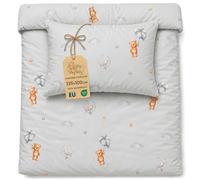 Baby Duvet Cover 100x135 cm Cotton Reversible Set Pillowcase 40x60 | Reversible with zip for boy and girl toddler kids Oeko-Tex certified soft breathable warm cotton Teddy bears