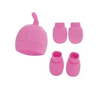 Baby Ears Newborn Hats Mittens and Socks Set for Boys Girls Hat for 0-6 Months Baby Organic Lotion Set Hot Pink 0-6 Months