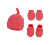 Baby Ears Newborn Hats Mittens and Socks Set for Boys Girls Hat for 0-6 Months Baby Organic Lotion Set Watermelon Red 0-6 Months