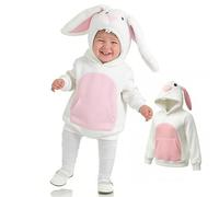 Baby Easter Bunny Outfit White Bunny Costume Kids Hooded Jumper with Ears Long Sleeve Rabbit Costume Unisex Animal Outfit Fancy Dress Up for Easter Carnival Halloween Stage Performance