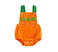 Baby Easter Outfits Newborn Girl Boy Bunny Romper Jumpsuit Embroidery Carrot Sleeveless Bunny Romper Cute Summer Overalls Jumpsuit Clothing Outfit One Piece My First Easter Orange
