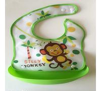Baby Eating Bib Waterproof Disposable Rice Bowl Baby Child Bibs Saliva Towel Kids Feeding Rice Green Monkey
