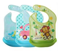 Baby Eating Bib Waterproof Three-Dimensional Imitation Silicone Food Rice Pocket Bib Baby Child Saliva Pocket Large Disposable Wash Whale + Red Car + Monkey