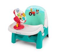 Baby Einstein Farm Explorers Snack & Steer 2 in 1 Compact Booster Feeding Seat, with Musical Steering Wheel Toy, Ages 6-36 Months