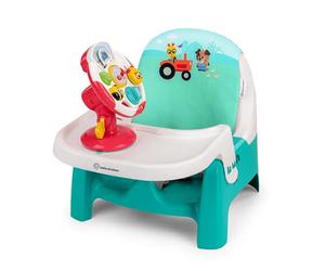 Baby Einstein Farm Explorers Snack & Steer 2 in 1 Compact Booster Feeding Seat, with Musical Steering Wheel Toy, Ages 6-36 Months