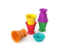 Baby Einstein, Stack and Squish Cups Infant to Toddler Collapsible Stacking and Sensory Toys for Beach, Bath, Floor and More, 6pcs, 3 Monthsplus Pink