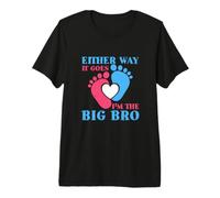 Baby Either Way It Goes I'm The Big Bro Gender Reveal Party Premium T-Shirt