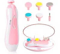 Baby Electric Nail File by BritAces | 8 in 1 | Baby Nail Trimmer Electric | Baby Nail Clipper with 6 Grinding Heads and Light | Baby Nail Care Kit for All Ages | Pack of 1 (Pink)
