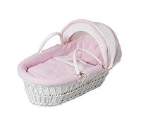 Baby Elegance Ted White Wicker Moses Basket, Pink Star