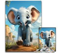 Baby Elephant 1000 Piece Jigsaw Challenging Puzzles Challenging Brain Teaser for Teenagers Family Game Night Fun 1000 PCS(38x26cm)