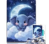 Baby Elephant Adult Jigsaws 1000 Pieces Difficult,Challenging Family Activity Games DIY Toy for Home Wall Decor Gifts 38x26cm