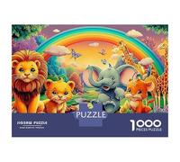 Baby Elephant Bath Jigsaw Puzzle 1000 Pieces Noah’s Ark in Rainbow Land Premium Paper Puzzle for Stress Relief, Focus Training And Family Leisure Time 70x50cm/1000pcs