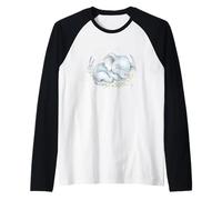 Baby Elephant Cute Animal Floral Watercolor Nursery Raglan Baseball Tee