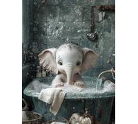 Baby Elephant Diamond Painting Kits for Adults Beginners, 5D Animal Diamond Art Kits for Kids, DIY Full Drill Gem Embroidery Crystal Art, Cross Stitch Hobbies for Adults Women, Decor 80X110cm A-26