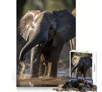 Baby Elephant Is Playing Jigsaw Puzzles for Adults 1000 Piece Thought Skill Restful Escape Accurate Edges Thoughtful Gift (38x26cm)