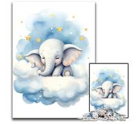 Baby Elephant Jigsaws 1000 Pieces for Adults Puzzles for Adults Relax & Challenge Colorful Home Decor Art for Friends 1000 PCS(75x50cm)