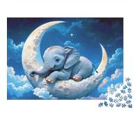 Baby Elephant Moon Puzzles 1000 Pieces Challenge Toy for Adults, Impossible Jigsaw Puzzles 1000 Pieces Educational Games Home Decoration 70x50cm/1000pcs